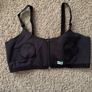 Motif Pumping Nursing Bra Women L -Plus Blk Front Zip Wireless Hands Fre Comfort